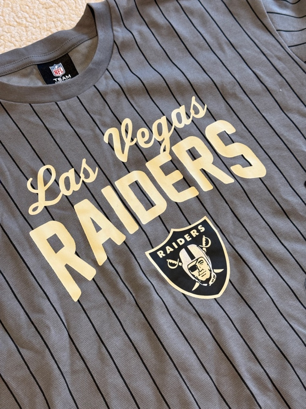 BRAND NEW Raiders Women's Gray Pinstripe Team Tee
